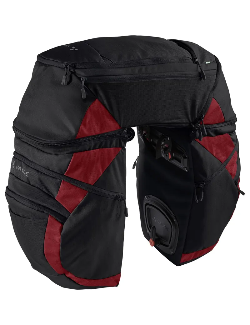 Vaude Karakorum Pro Triple Pannier Bag - 65L - Black/Carmine 2 Vaude Karakorum Pro Triple Pannier Bag - 65L - Black/Carmine - Image 2